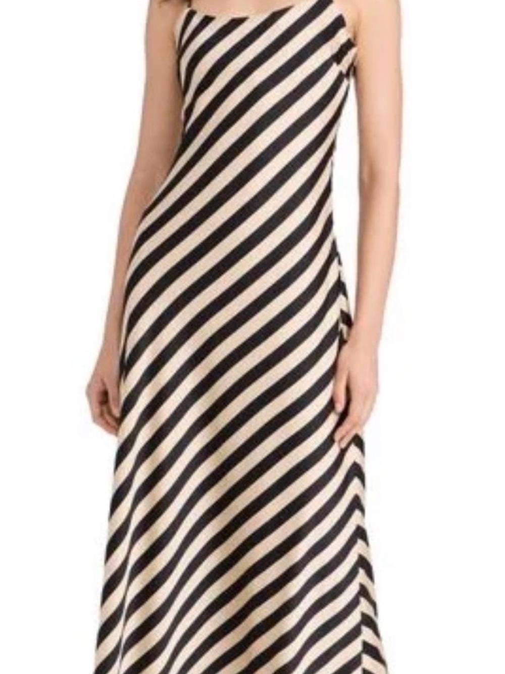 Endless Rose Beige and Black Diagonal Stripe Maxi Slip Dress